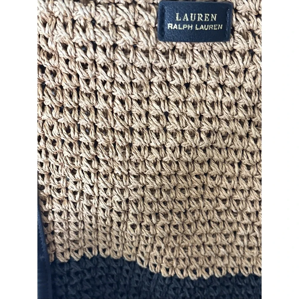 Lauren Ralph Lauren Raffia Brown Tote Bag Designer Preppy Coastal Resort